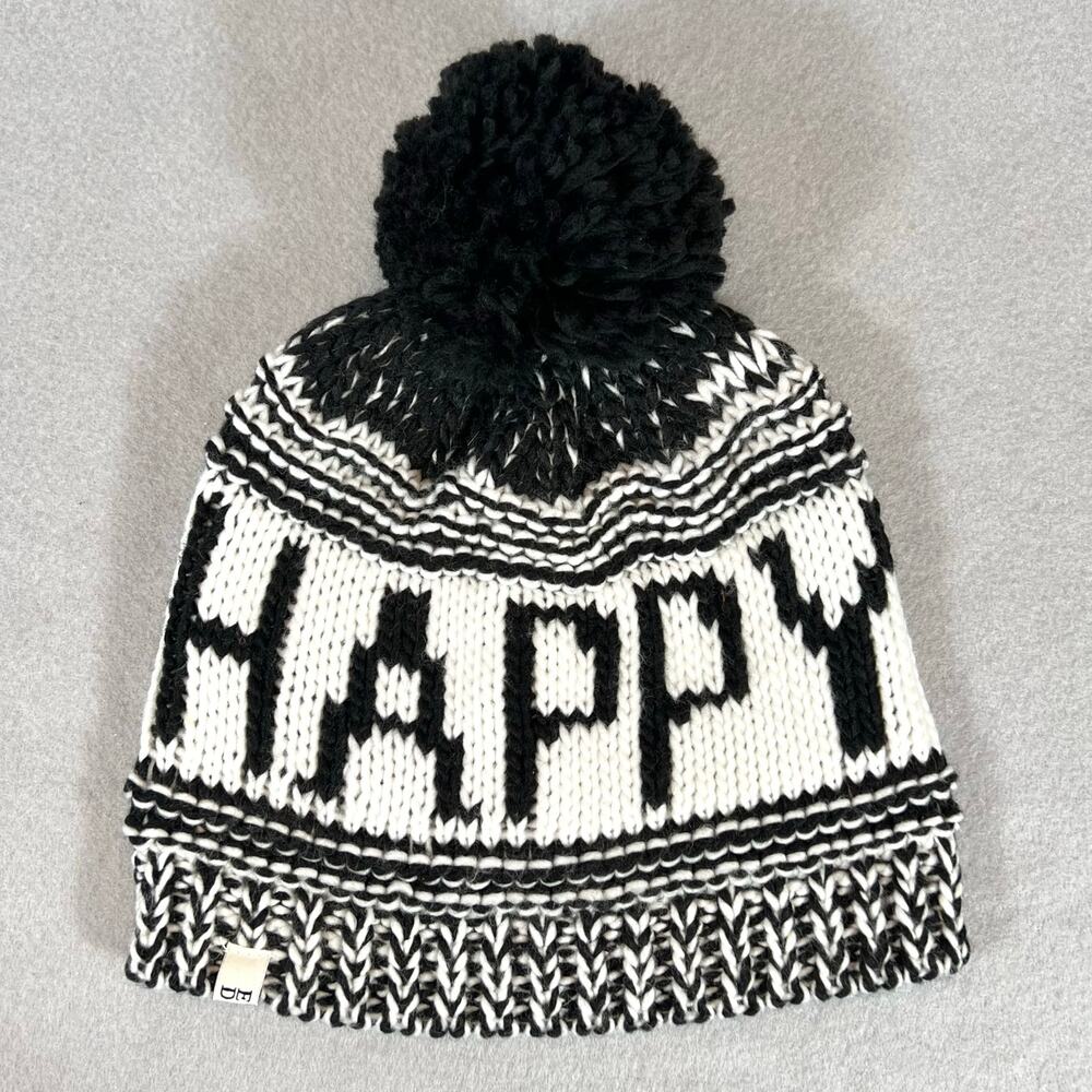 ED by Ellen Degeneres SChunky Knit Happy Beanie Hat OSFA